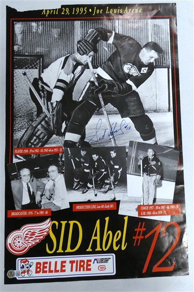 Sid Abel Autographed Jersey Retirement Poster