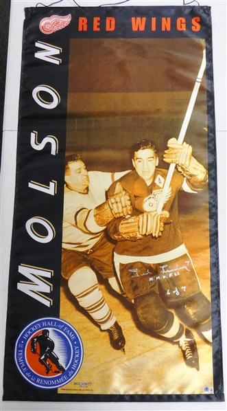 Ted Lindsay Autographed Molson Banner