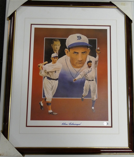Charlie Gehringer Autographed Framed Litho (Pick up Only)