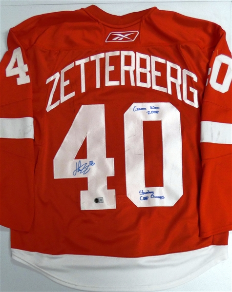 Henrik Zetterberg Game Worn & Autographed 2008 Red Wings Jersey