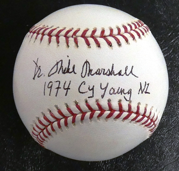 Dr. Mike Marshall Autographed Baseball w/ 1974 Cy Young NL