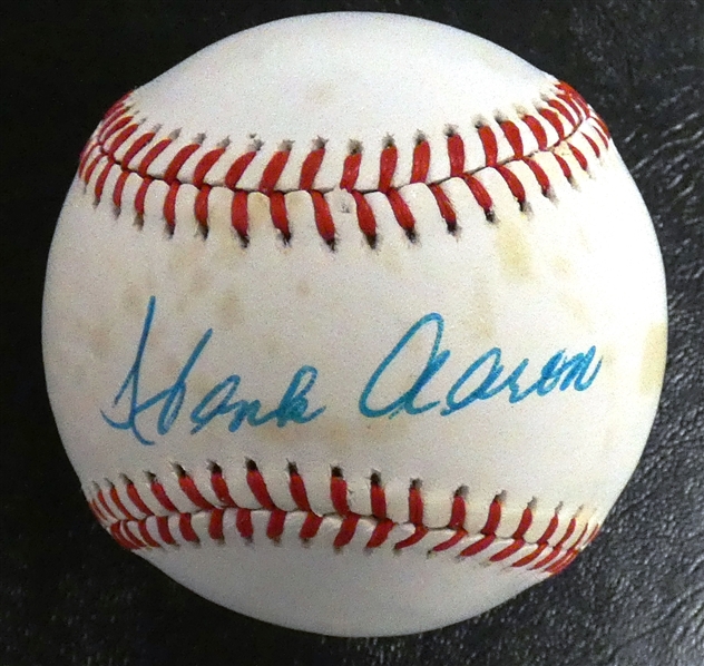 Hank Aaron Autographed Baseball