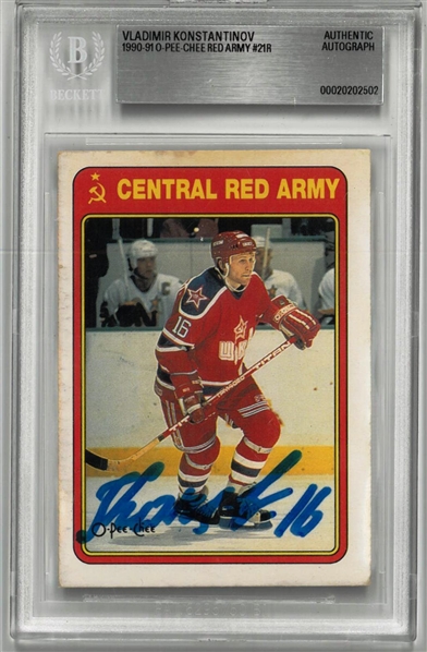 Vladimir Konstantinov Autographed 1990/91 O-Pee-Chee Red Army