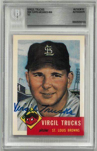 Virgil Trucks Autographed 1991 Topps Archives