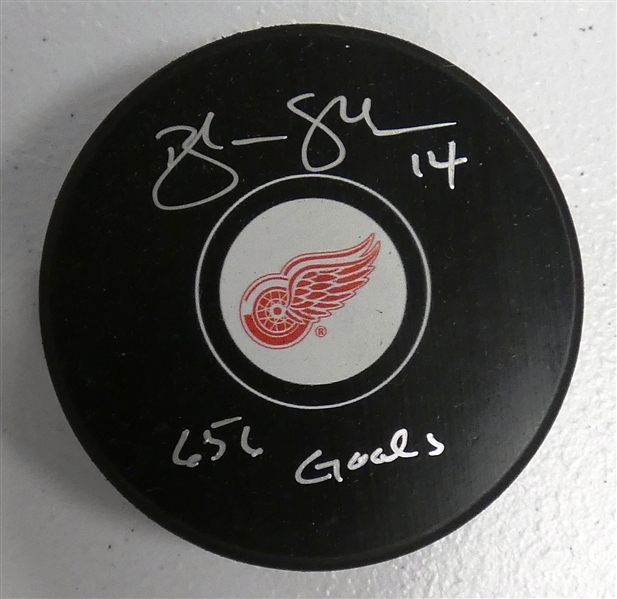 Brendan Shanahan Autographed Red Wings Puck w/ Goals