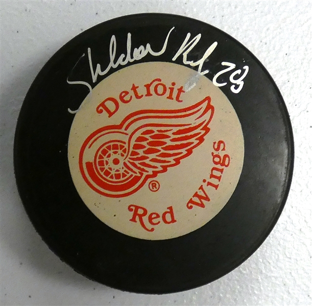 Sheldon Kennedy Autographed Red Wings Puck