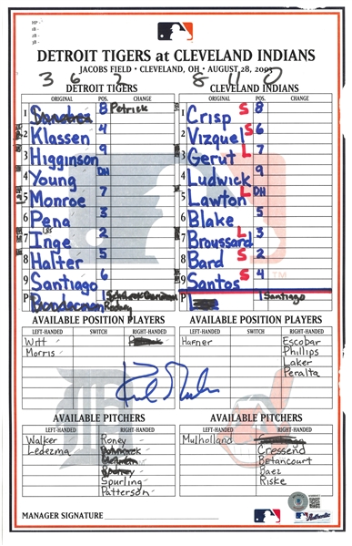 Kirk Gibson Autographed 8/28/2003 Lineup Card
