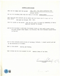 Ernie Ovitz Autographed Questionnaire