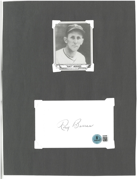 Ray Berres Autographed 3x5 Index Card