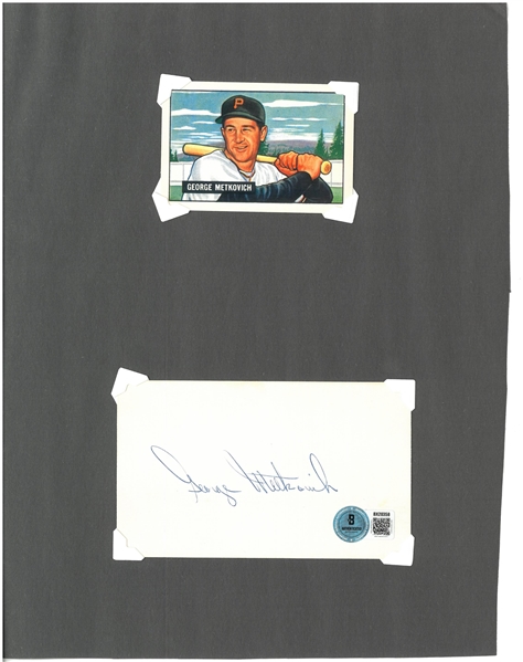 George Metkovich Autographed 3x5 Index Card