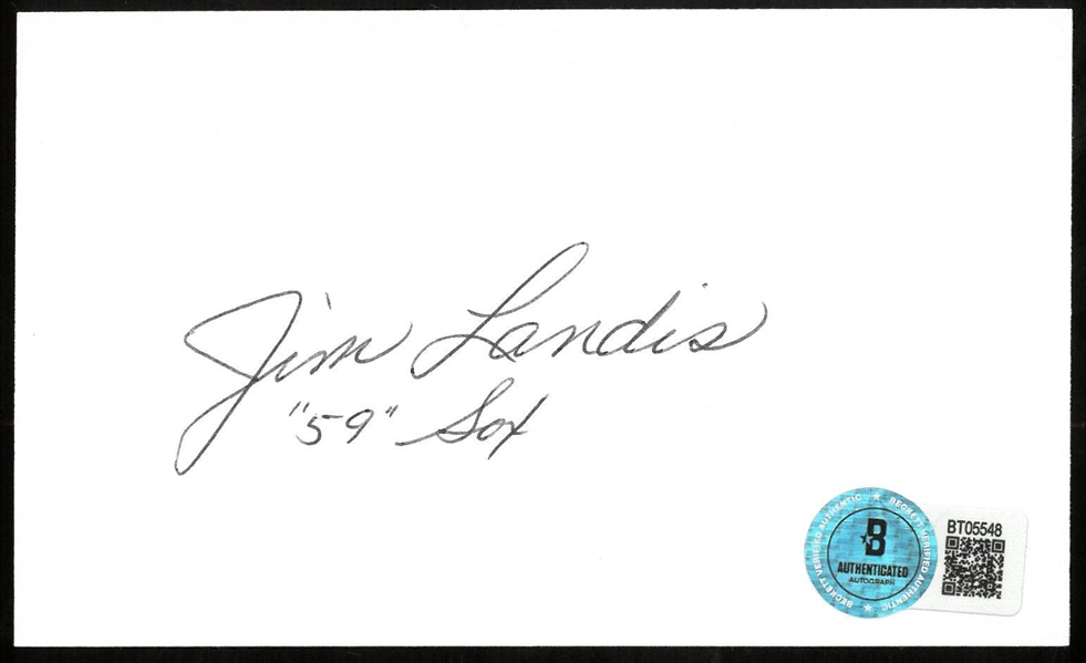 Jim Landis Autographed 3x5 Index Card
