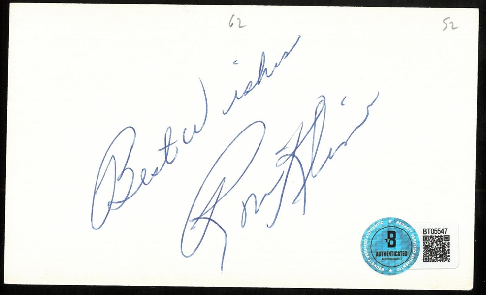 Ron Kline Autographed 3x5 Index Card