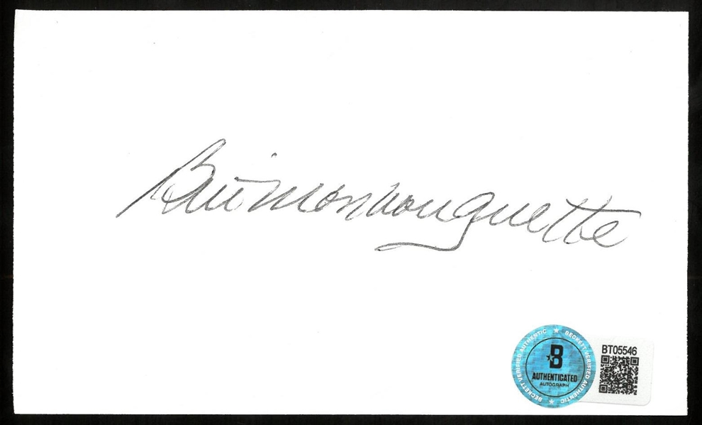 Bill Monbouquette Autographed 3x5 Index Card