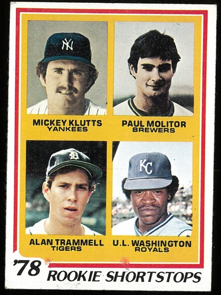 Alan Trammell & Paul Molitor 1978 Topps Rookie Card