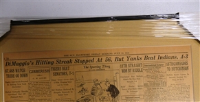 Joe DiMaggio Autographed Hit Streak Snapped Framed Newspaper (Pick up Only)