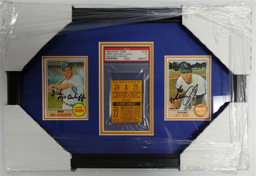 Dick McAuliffe & Tommy John 1968 Fight Ticket Display