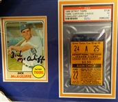 Dick McAuliffe & Tommy John 1968 Fight Ticket Display