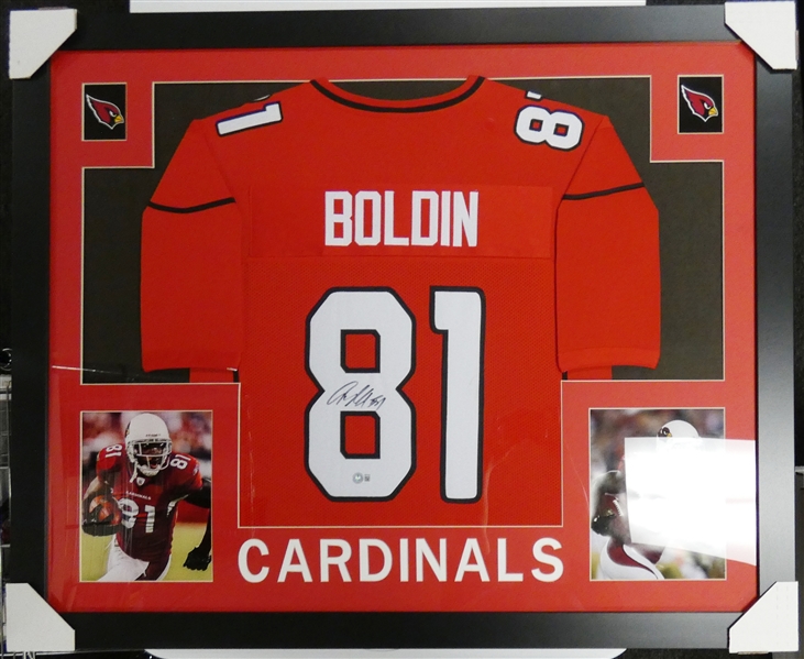 Anquan Boldin Autographed Framed Jersey (Pick up Only)