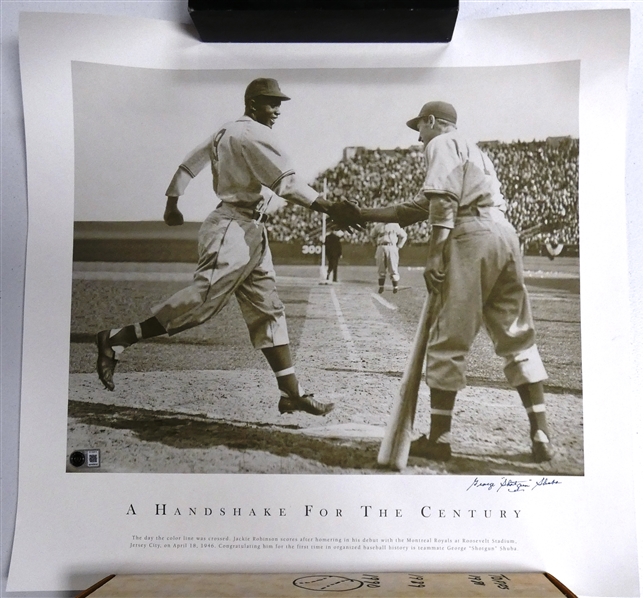 "A Handshake for the Century" Autographed Jackie Robinson 1st HR 18x20 Photo