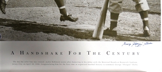 A Handshake for the Century Autographed Jackie Robinson 1st HR 18x20 Photo