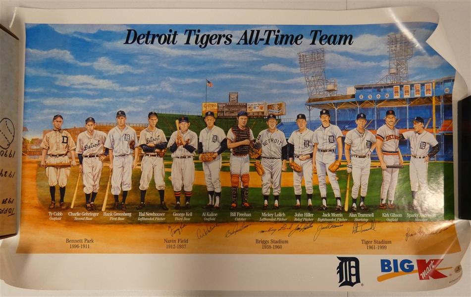 Detroit Tigers All Time Team Autographed Poster
