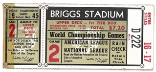1945 World Series Game 2 Ticket Stub