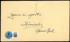 Heinie Groh Autographed 3x5 Index Card