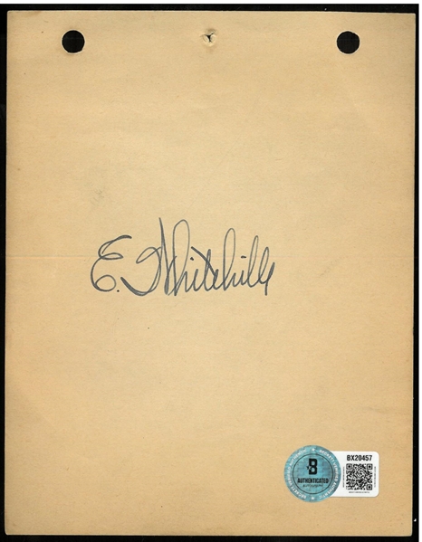 Earl Whitehill Autographed Cut Signature