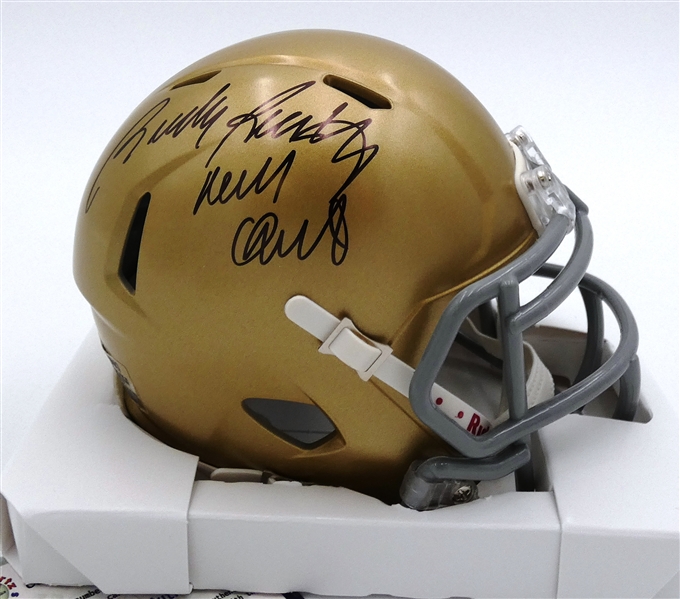 Rudy Ruettiger Autographed Notre Dame Mini Helmet w/ Never Quit