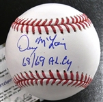 Denny McLain Autographed Baseball w/ 68/69 AL CY