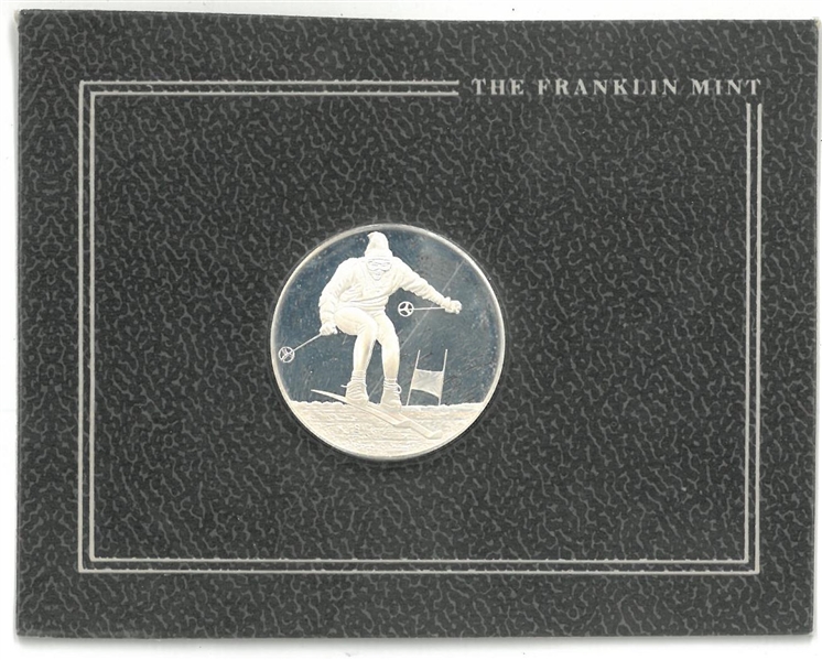 Skiing Franklin Mint .3350 Troy Oz. Silver Coin