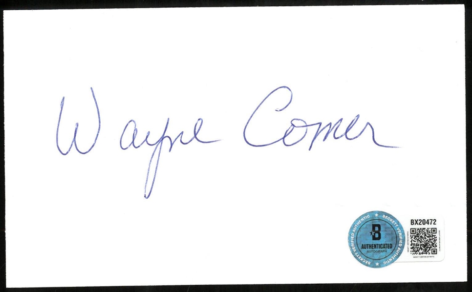 Wayne Comer Autographed 3x5 Index Card