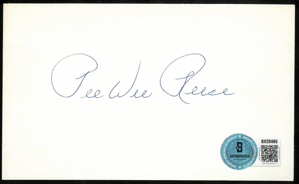 Pee Wee Reese Autographed 3x5 Index Card