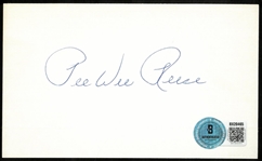 Pee Wee Reese Autographed 3x5 Index Card