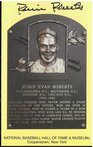 Robin Roberts Autographed Hall of Fame Plaque Postcard