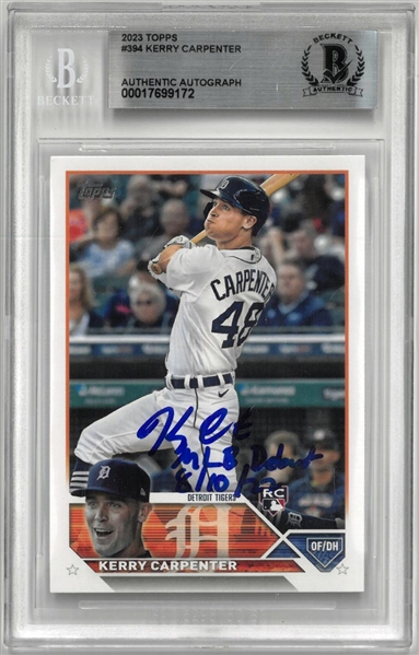 Kerry Carpenter Autographed 2023 Topps Rookie Card w/ Debut