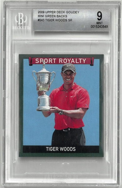 Tiger Woods BGS 9 2009 Upper Deck Goudey Mini Green Back