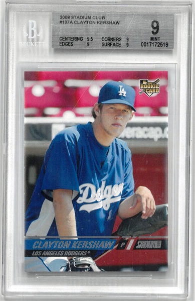 Clayton Kershaw BGS 9 2008 Stadium Club