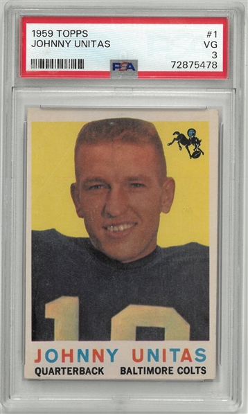 Johnny Unitas PSA 3 1959 Topps
