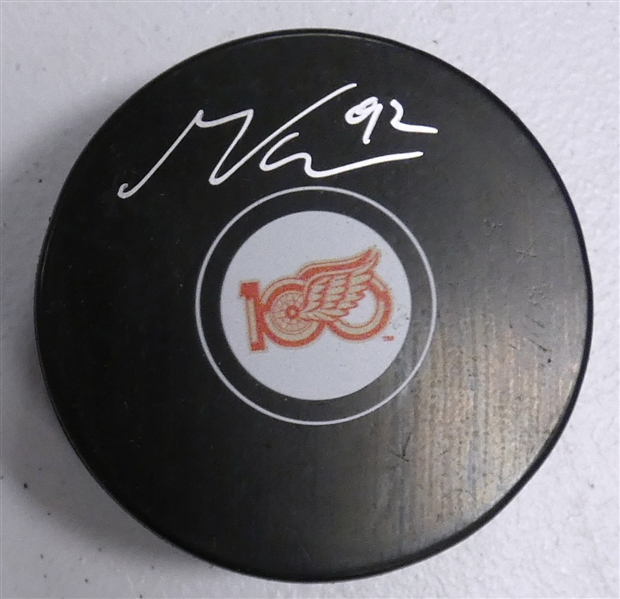Marco Kasper Autographed Red Wings Puck
