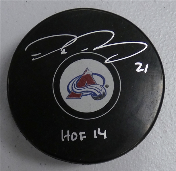 Peter Forsberg Autographed Avalanche Puck w/ HOF