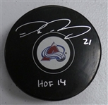 Peter Forsberg Autographed Avalanche Puck w/ HOF