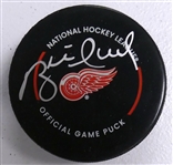Brett Hull Autographed Red Wings Puck