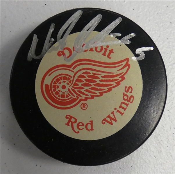 Nicklas Lidstrom Autographed Red Wings Puck