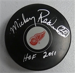Mickey Redmond Autographed Red Wings Puck w/ HOF