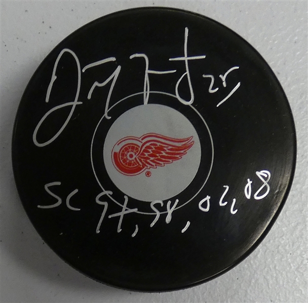 Darren McCarty Autographed Red Wings Puck w/ Cup Years