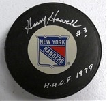 Harry Howell Autographed Rangers Puck w/ HOF