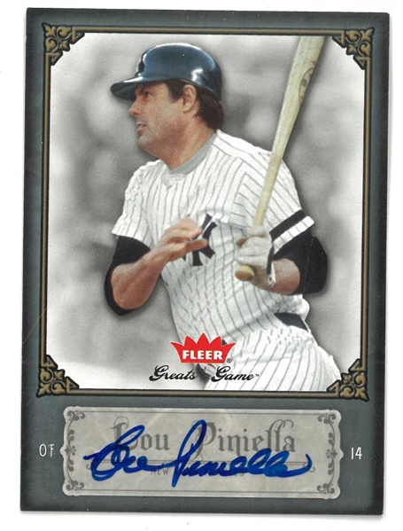Lou Piniella Autographed Fleer Greats of the Game