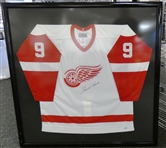 Gordie Howe Autographed Framed Red Wings Jersey (Pick up Only)