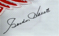 Gordie Howe Autographed Framed Red Wings Jersey (Pick up Only)